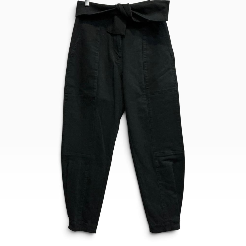 Ulla Johnson Storm Jeans Black High Rise Balloon Leg Tapered Tie Waist 2 XS